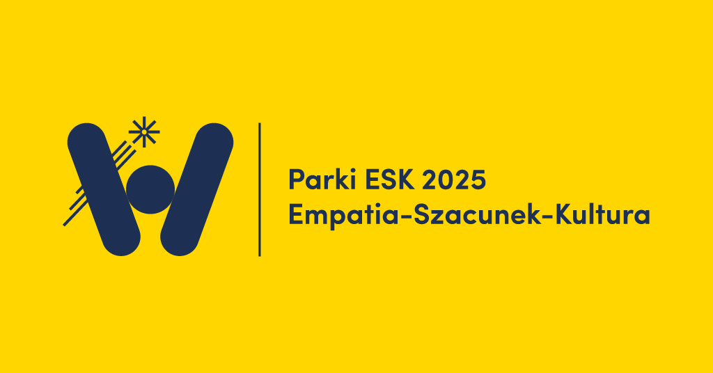 na żółtym tle logo Parki ESK 2025 Empatia Szacunek