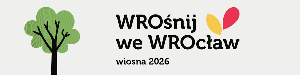 rysunek drzewka obok którego jest napis Wrośnij we Wrocław wiosna 2026