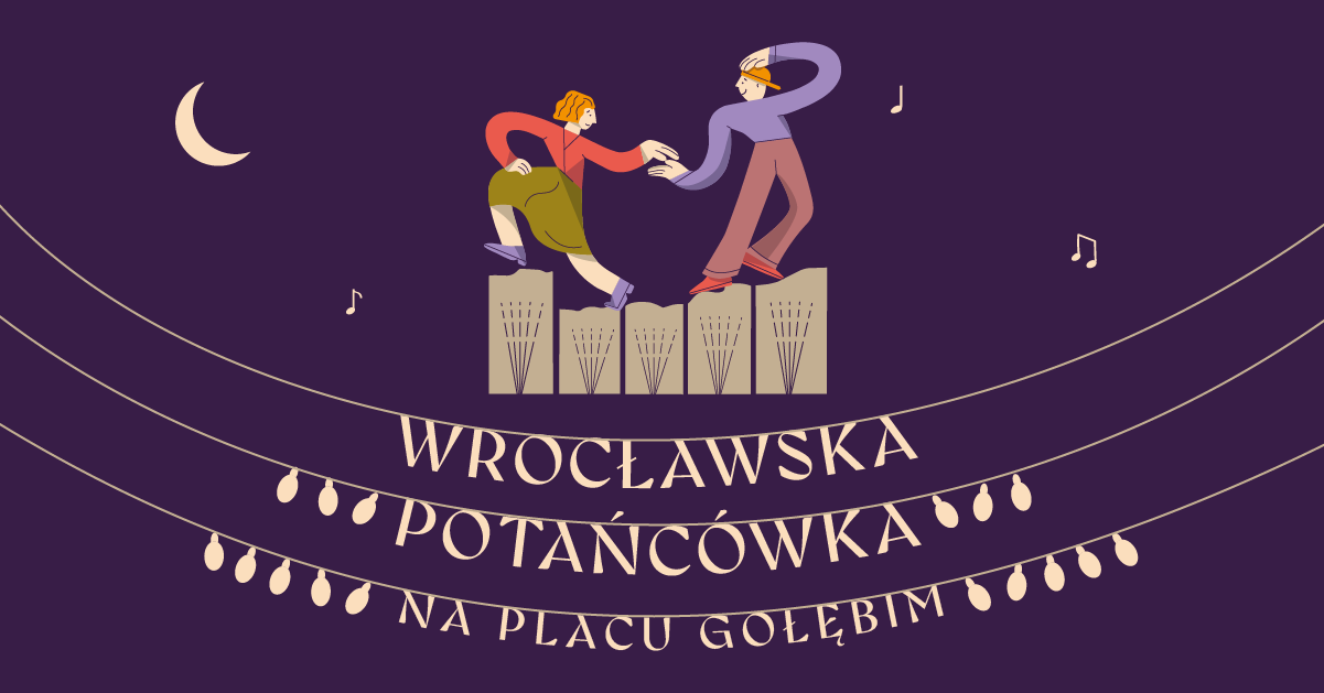 grafika pary tańczącej na fontannie w rynku - Wrocławska Potańcówka 2026